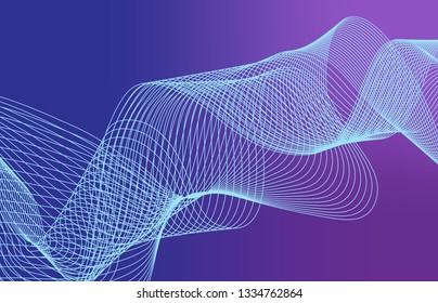 Beautiful Abstract Line Wave Futuristic Background. Thin Line Style Wavy Vector Geometric Pattern