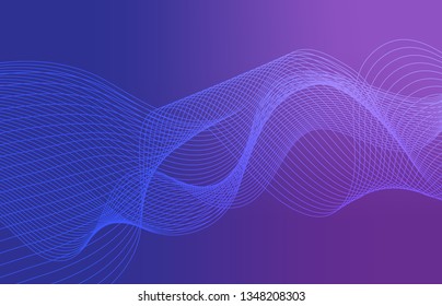 Beautiful Abstract Line Wave Futuristic Background. Thin Line Style Wavy Vector Geometric Pattern