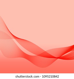 Beautiful abstract lines in the form of waves on a red gradient background