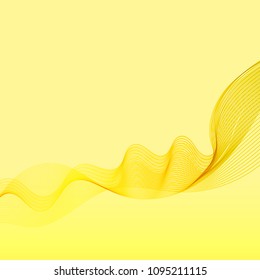 Beautiful abstract lines in the form of waves on a yellow gradient background