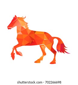 Beautiful abstract low poly fire horse