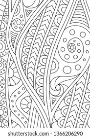 Beautiful abstract monochrome pattern for coloring book page