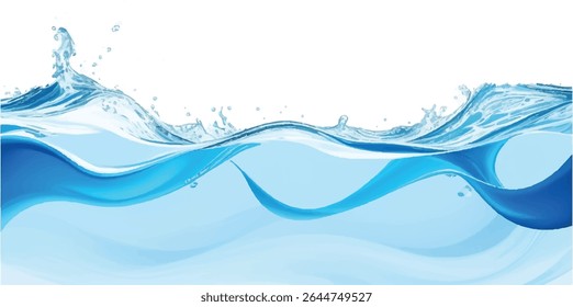 "Beautiful abstract ocean wave design featuring blue and teal water textures. Ideal for creating elegant and refreshing backgrounds for web banners and graphics."
