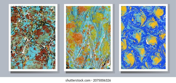Beautiful abstract painting is a painting technique Ebru .Turkish Ebru style on the water with acrylic paints wring wave. Stylish combination of luxury.  Contemporary art marble liquid texture.