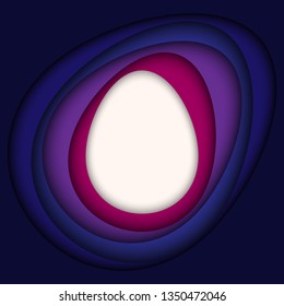 Beautiful Abstract paper cutting background, White egg shape, Happy easter holiday, Colourful background, Template, Vector illustration.