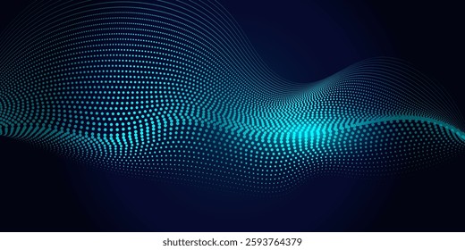 beautiful abstract particle technology digital network. Network of neon dots. Big data. Digital background. Vector