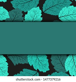 Beautiful abstract pattern with blue autumn leaves on light background.