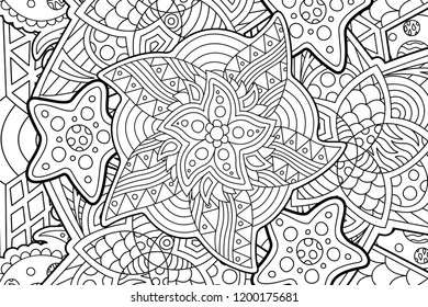 Beautiful abstract pattern for coloring book with stars