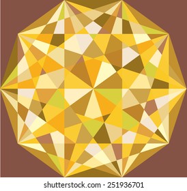 Beautiful abstract pattern. Decagon. Beauty polygonal pattern. Geometric backdrop. Gem crystal texture. Yellow topaz 