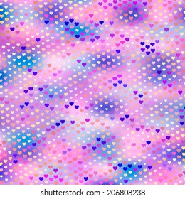 Beautiful abstract pattern with hearts. Colorful background. Vector illustration. 
