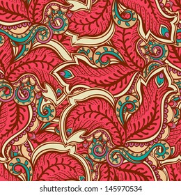 beautiful abstract pattern with leaves and swirls. vector illustration 