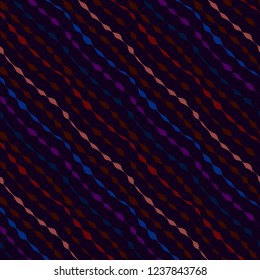 beautiful abstract pattern of smooth graphic lines emitting embroidery, seamless vector ornament on a dark background