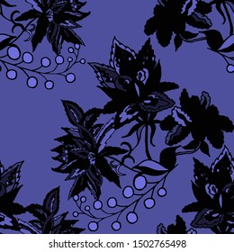 Beautiful abstract pattern with tropical flowers for any purposes. Abstract art background. Exotic flowers background. Colorful background vector.  Tropical seamless hand drawn pattern