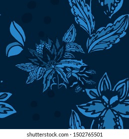 Beautiful abstract pattern with tropical flowers for any purposes. Abstract art background. Exotic flowers background. Colorful background vector.  Tropical seamless hand drawn pattern
