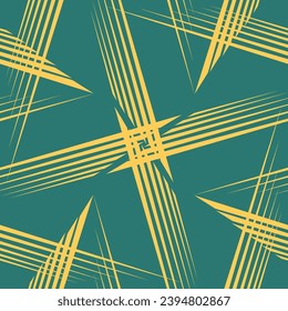 Hermoso patrón abstracto con líneas amarillas sobre fondo verde.