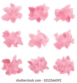 beautiful abstract pink watercolor art hand paint on white background,brush textures for logo.There is a place for text.Perfect stroke design for headline.luxury boutique Illustrations.