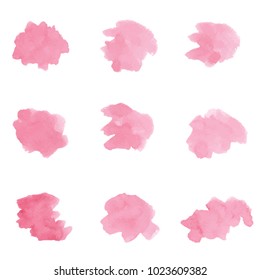 beautiful abstract pink watercolor art hand paint on white background,brush textures for logo.There is a place for text.Perfect stroke design for headline.luxury boutique Illustrations.