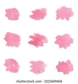 beautiful abstract pink watercolor art hand paint on white background,brush textures for logo.There is a place for text.Perfect stroke design for headline.luxury boutique Illustrations.
