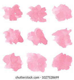 beautiful abstract pink watercolor art hand paint on white background,brush textures for logo.There is a place for text.Perfect stroke design for headline.luxury boutique Illustrations.