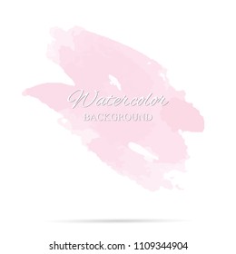 beautiful abstract pink watercolor art hand paint on white background,brush textures for logo.There is a place for text.Perfect stroke design for headline.luxury boutique Illustrations.