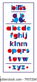 Beautiful abstract poster with colorful alphabet. Trendy geometric template in modern style on white background for concept design. Decorative font set. Vector illustration