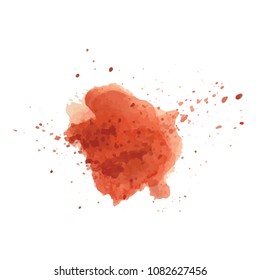 beautiful abstract red watercolor art hand paint on white background,brush textures for logo.There is a place for text.Perfect stroke design for headline.luxury boutique Illustrations.