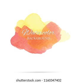 beautiful abstract red and yellow watercolor art hand paint on white background,brush textures for logo.There is a place for text.Perfect stroke design for headline.luxury boutique Illustrations.