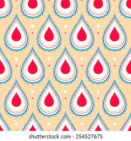 beautiful abstract retro pattern with blue and red drops and dots