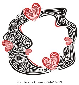 Beautiful abstract romantic frame with hearts. Vector illustration.