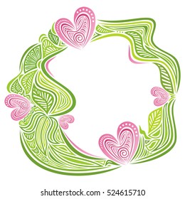Beautiful abstract romantic frame with hearts. Vector illustration.