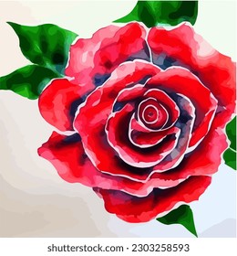 Beautiful abstract rose flower in bloom, watercolor dye painting, vector EPS 10 illustration