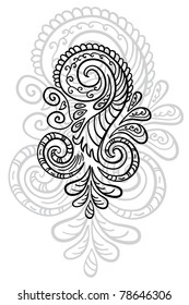 Beautiful abstract scroll pattern. Seamless floral background.
