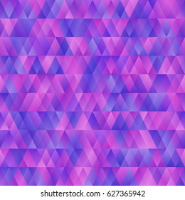 Beautiful abstract seamless background pattern with Blue, pink and purple triangles. Vector image.