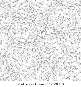 Beautiful abstract seamless hand drawn floral pattern with dahlias flowers. Vector illustration. Element for design.