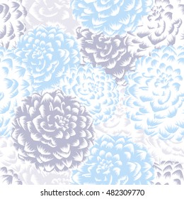 Beautiful abstract seamless hand drawn floral pattern with dahlias flowers. Vector illustration. Element for design.