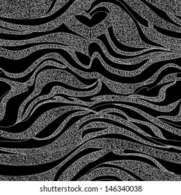 Beautiful abstract seamless pattern with black and white curling lines 