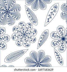 Beautiful abstract seamless pattern. Botanical seamless pattern.  Spring decoration. Vector illustration isolated. Abstract vector background. 