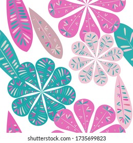 Beautiful abstract seamless pattern. Botanical seamless pattern.  Spring decoration. Vector illustration isolated. Abstract vector background. 