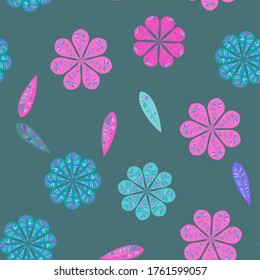 Beautiful abstract seamless pattern. Botanical seamless pattern.  Spring decoration. Vector illustration isolated. Abstract vector background. 