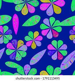 Beautiful abstract seamless pattern. Botanical seamless pattern.  Spring floral decoration. Vector illustration isolated. Abstract vector background. 