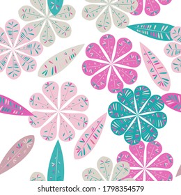 Hermoso patrón abstracto sin fisuras. Patrón sin costuras botánicas.  Decoración primaveral. Ilustración vectorial aislada. Resumen del fondo vectorial. 