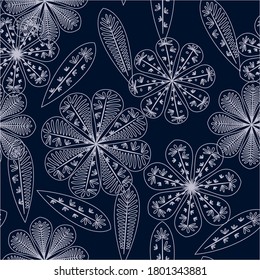 Beautiful abstract seamless pattern. Botanical seamless pattern.  Spring decoration. Vector illustration isolated. Abstract vector background. 