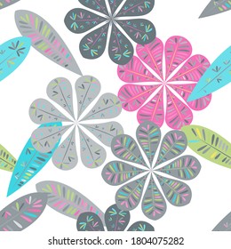Beautiful abstract seamless pattern. Botanical seamless pattern.  Spring decoration. Vector illustration isolated. Abstract vector background. 