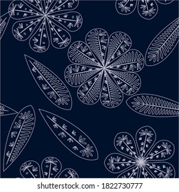 Beautiful abstract seamless pattern. Botanical seamless pattern.  Spring decoration. Vector illustration isolated. Abstract vector background. 