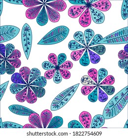Beautiful abstract seamless pattern. Botanical seamless pattern.  Spring decoration. Vector illustration isolated. Abstract vector background. 