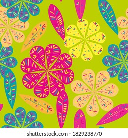 Schönes abstraktes, nahtloses Muster. Botanisches nahtloses Muster.  Frühlingsdekoration. Vektorgrafik einzeln. Abstrakter Vektorhintergrund. 