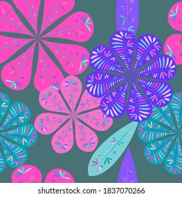 Hermoso patrón abstracto sin fisuras. Patrón sin costuras botánicas.  Decoración primaveral. Ilustración vectorial aislada. Resumen del fondo vectorial. 