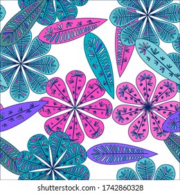 Hermoso patrón abstracto sin fisuras. Papel de paredes florido impecable. Decoración primaveral. Ilustración vectorial aislada. Resumen del fondo vectorial. 