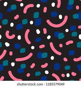 Beautiful abstract seamless pattern. Handcrafted artistic style. Perfect for textile, wrapping, web and all kind of decorative projects. Vector illustration.
