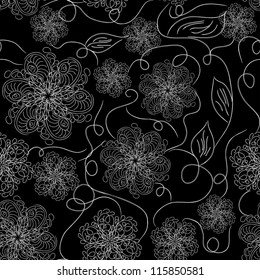 beautiful abstract seamless pattern with white elements - snowflakes, flowers and branches